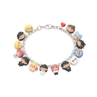 This charm bracelet features many figures attached to a chain bracelet, perfect as a fashionable accessory. png