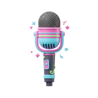 A vibrant, retro-styled microphone with pastel colors is rendered in 3D, suitable for karaoke, recording, or broadcast. png