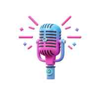 A vibrant, retro-style microphone is displayed against a clean white backdrop, ideal for use in podcasting, music production, or broadcasting projects. png
