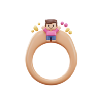 A cheerful cartoon boy stands on a large ring with colorful bubbles floating around, creating a playful and imaginative scene for various designs. png