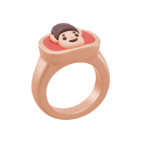 This rose gold ring features a cartoon face with a smiling expression, making it a fun and playful accessory for everyday wear. png