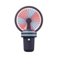 A portable fan with colorful LED lights provides a refreshing breeze on the go. png
