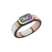 This digital bracelet features a screen with colorful lights and a modern design, making it suitable for everyday wear or as a fashionable tech accessory. png