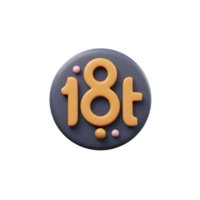Image shows a three-dimensional rendering of the number eighteen, perfect for use in birthday celebrations or event promotions. png