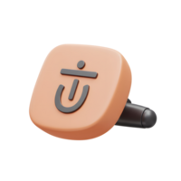 A 3D rendered power button icon features a rounded square shape with the power symbol, often used for on or off control. png