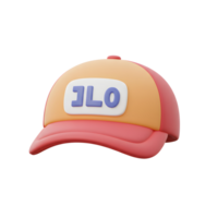 A 3D cartoon cap with letters JLO is shown on a white background, ideal for use in digital art. png