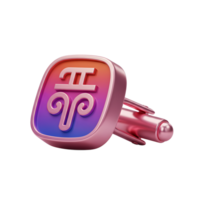 A rose gold cufflink features a zodiac sign symbol with a colorful gradient background, adding a touch of personality to formal wear. png