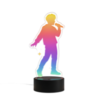 A colorful LED lamp in the silhouette of a person singing into a microphone adds a touch of fun to any room decor. png
