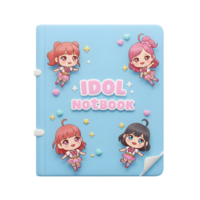 This light blue notebook features cute anime girl characters, making it an ideal choice for jotting down notes, ideas, or simply expressing creativity. png