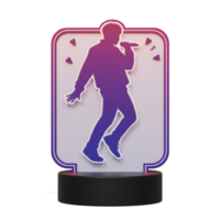 A singer silhouette is depicted on a decorative lamp with heart shapes and a gradient color, making it suitable for room decor. png