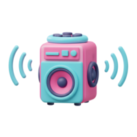 A pink and blue speaker renders music waves to indicate sound emanating from it, which can be used to play music. png
