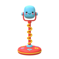 This cheerful cartoon microphone on a stand features a playful design with bright colors, making it ideal for children's entertainment. png