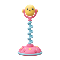 A colorful cartoon microphone features a smiling face and playful design, likely intended for children's entertainment or as a decorative item. png