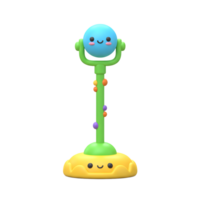 A colorful toy stick featuring a smiling blue sphere at the top and a yellow base with a smiling face makes a great distraction for infants. png