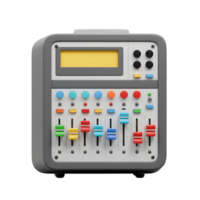 isto colorida audio misturador características faders, maçanetas, e uma exibição tela, ideal para som Engenharia e música Produção. png