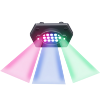 Stage light emits beams in red, blue, and green colors, creating a dynamic display ideal for parties and events. png