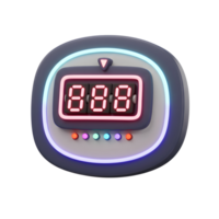 A neon-trimmed digital display with the number 888 showing, representing a potential countdown timer for event countdowns or as a decorative element. png
