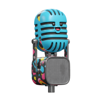 un' giocoso cartone animato microfono Caratteristiche un' sorridente viso e un' vivace modello, Perfetto per aggiungendo un' divertimento toccare per creativo Audio progetti. png