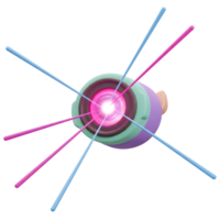 A stylized eye emits beams of pink and blue light from its center, creating a dynamic and futuristic effect for visual design projects. png