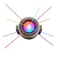 The LED light emits rainbow colored rays against a white background, which can be used for adding vibrant visual effects. png