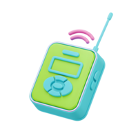 A green and blue walkie talkie stands out against a white background and shows radio waves emanating from its antenna, suggesting communication is in progress and for communication purposes. png