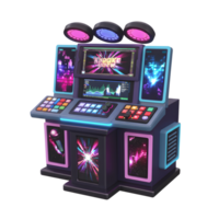 An isolated karaoke booth machine features multiple screens and buttons, making it ready for interactive music entertainment. png