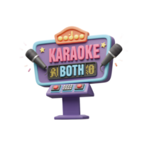 A stylized karaoke machine with two microphones and button controls is shown, perfect for illustrating entertainment and musical performances. png
