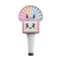 An illustration of a light stick features a cute kawaii face and rainbow lighting, ideal for creating social media content. png