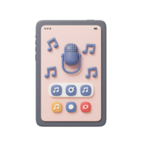 Smartphone features a microphone and music notes, creating a visual representation of music or recording apps for entertainment. png