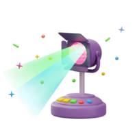 A spotlight illuminates the scene, surrounded by colorful confetti against a white background, creating a vibrant and festive atmosphere, making it suitable for parties or celebrations. png