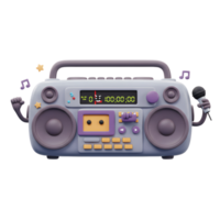 Cartoon boombox with arms and microphone sings a song for listening to music and entertainment. png