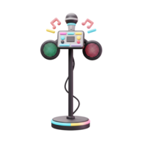 A toy microphone on a stand with colorful lights and music notes creates a fun and engaging play experience for children. png