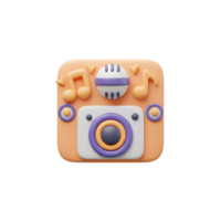 A colorful media icon featuring a music note, microphone, and camera, suggesting audio or content creation and consumption. png
