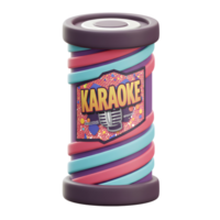 This 3D karaoke object features a microphone and a colorful, decorative design, making it suitable for party or music-themed content. png