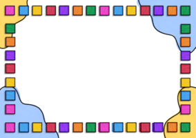 A colorful square fun frame for kids with a Transparent background png