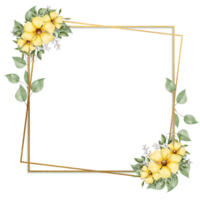 Yellow flowers in a square frame on a black background png