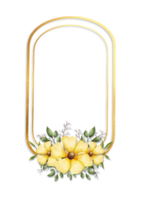 Yellow flowers in a gold frame on a black background png
