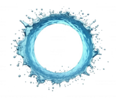3d icon Circular water splash forming transparent, dynamic frame, showcasing fluid motion pristine aqua dynamics png