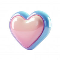 Glossy pastel 3d heart icon symbolizing romantic feelings, design against transparent background, ideal for valentine's graphic floating and love themed digital projects png