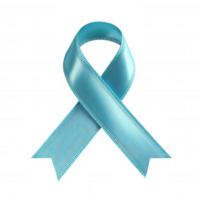 3d icon of a light blue awareness ribbon, representing support for various causes, on a transparent background png