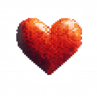 3d icon Digital red pixelated heart representing romantic connection, glowing against transparent background, symbolizing modern love and technology png