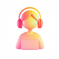 3d icon Digital service representative wearing headset customer providing support in professional setting isolated on transparent background png