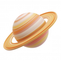 3d icon of a and orange, yellow stylized white planet with rings, isolated on transparent background, ideal for space themed projects png