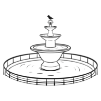 Multi-tiered fountain with a bird standing on the top outline png
