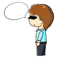 Boy eyes covered and talking, news interviewee illustration png