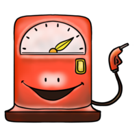 Gas station with smiling face cartoon isolated illustration png
