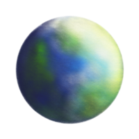Crayon earth isoalted with side sun lighting png