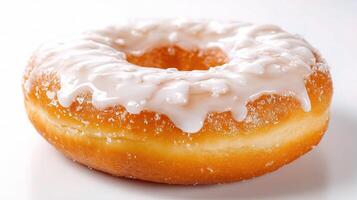 A donut with icing on it photo