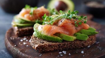 Smoked salmon and avocado toast photo