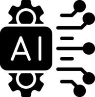 AI Learning Solid Style Icon vector